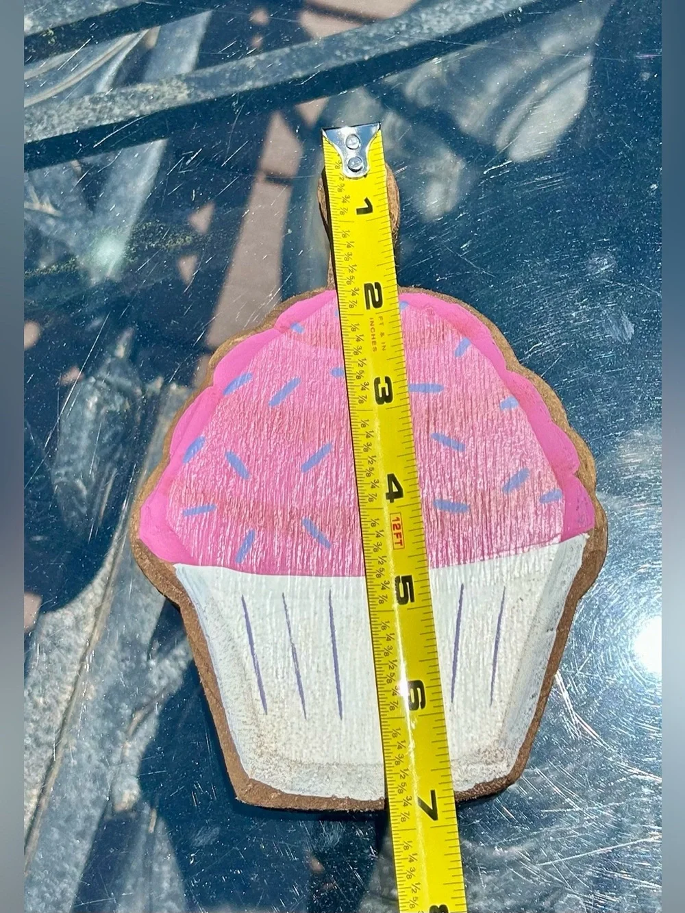 Demdaco Pink Birthday Cupcake Wooden Magnet Token EUC